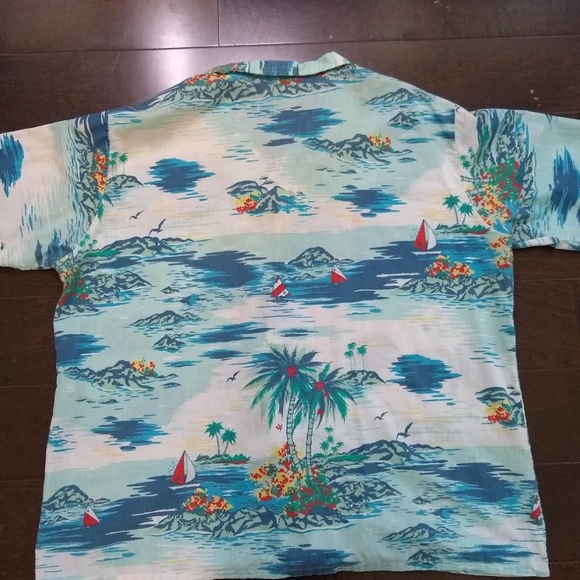 Vintage 80s Beach Print Button Down Shirt XL - Picture 3 of 8